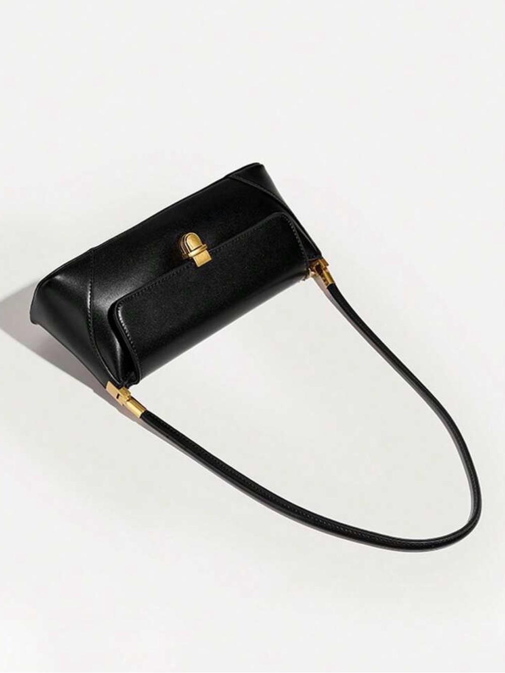 Classic Black Shoulder Bag with Gold Hardware - Picture 8 of 8